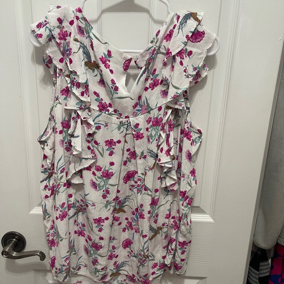 Charter Club Floral Ruffle Blouse in Pink and White - Picture 10 of 12